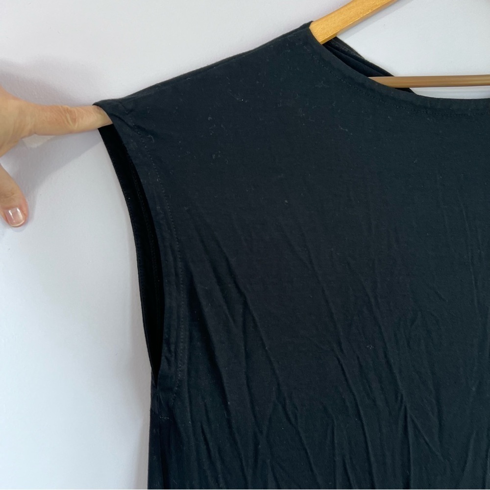 EILEEN FISHER Black Bateau Neck Cap Sleeve Twist Back Dress Jersey Dress XL - Picture 4 of 12